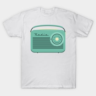 Turquoise flat style vintage portable radio T-Shirt